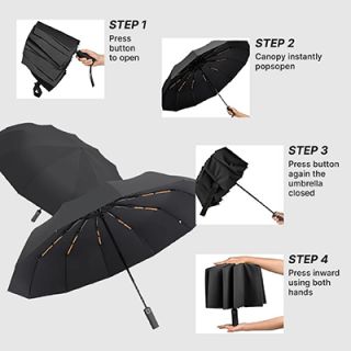 XIXILIA 23" Auto-Open 12 Panel Double Ribs Umbrella 06
